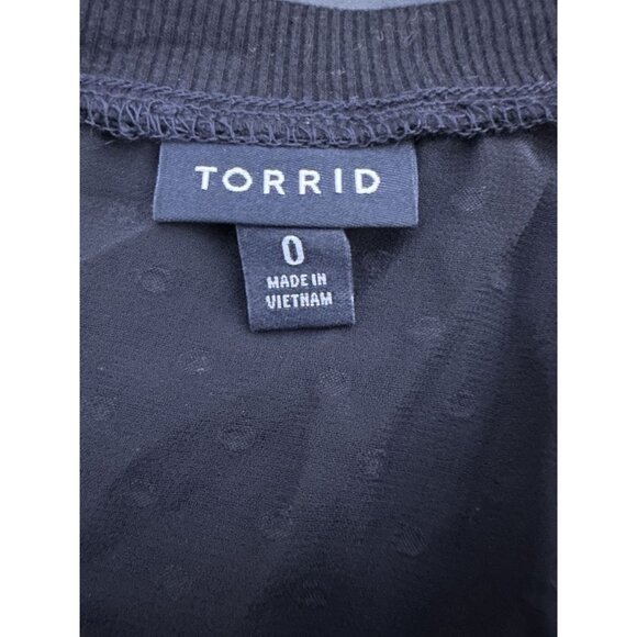 Torrid Sheer Black Dotted Puff Sleeve Swiss Dot Blouse Size 0/Large Women's Top - Picture 5 of 11
